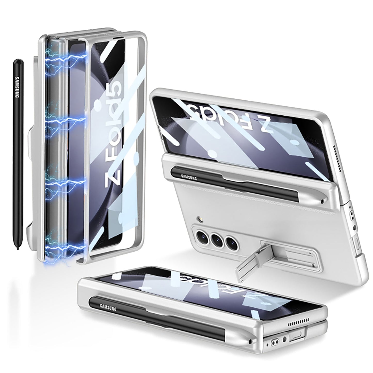 Magnetic Hinge S Pen Slot Ultra-Thin Phone Case With Back Screen Protector For Samsung Galaxy Z Fold 5/4/3 5G - Mycasety Mycasety