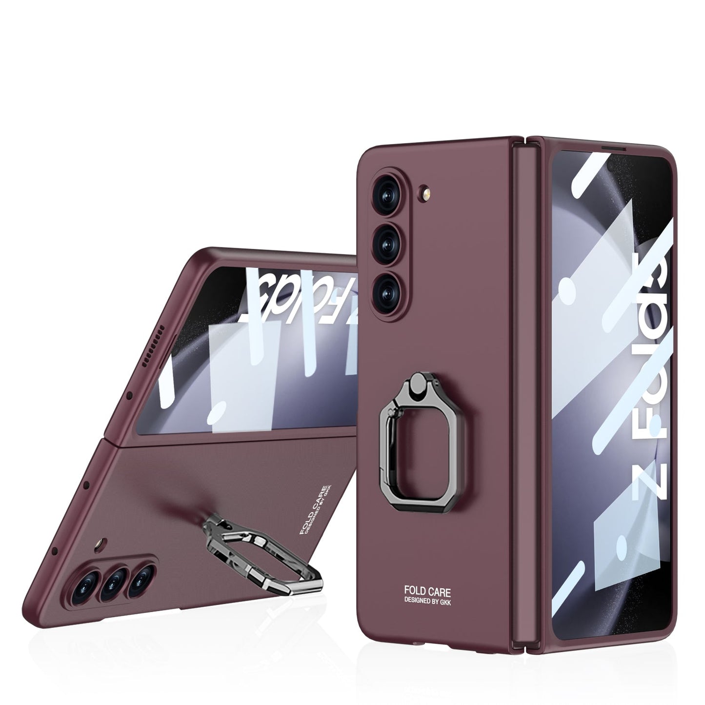 Luxury All-inclusive Ring Holder Phone Case With Back Screen Protector For Samsung Galaxy Z Fold 5 - Mycasety Mycasety