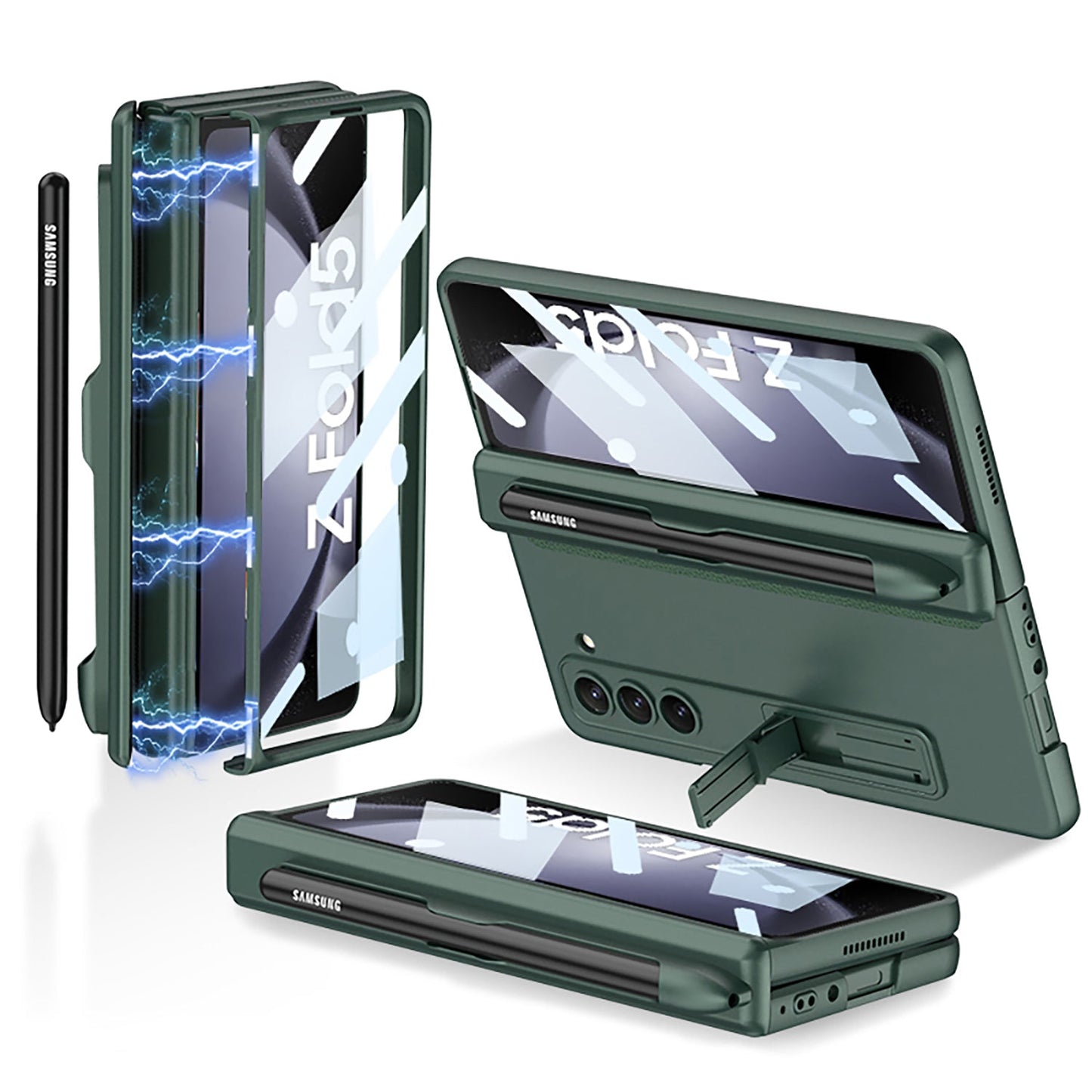 Magnetic Hinge S Pen Slot Ultra-Thin Phone Case With Back Screen Protector For Samsung Galaxy Z Fold 5/4/3 5G - Mycasety Mycasety