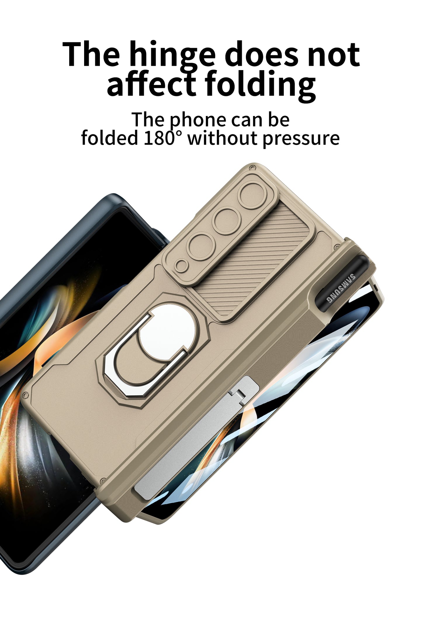 Full Protection Samsung Galaxy Z Fold4 5G Case with S pen Slot Camera Lens Protector and Stand