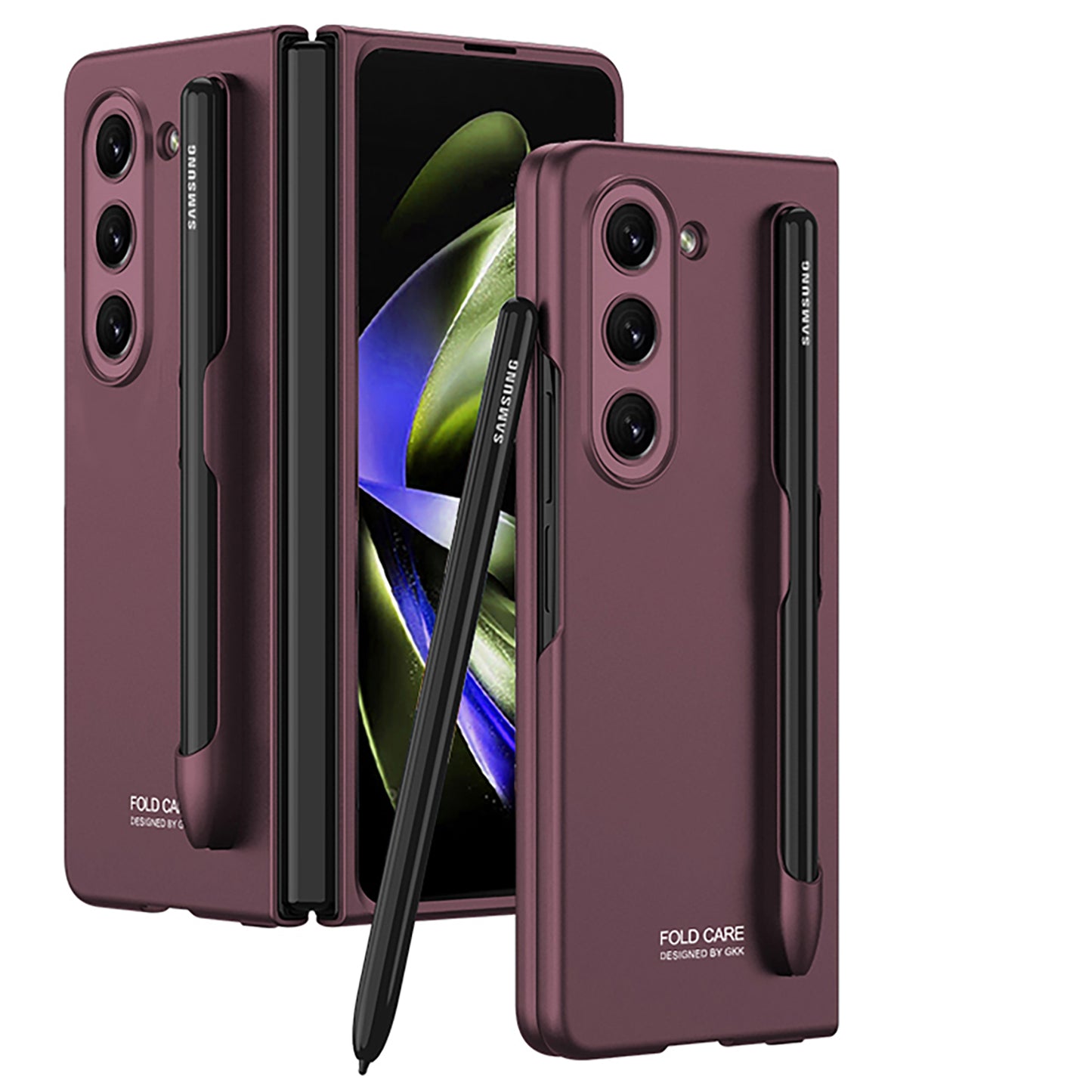 Electroplated Slim Samsung Galaxy Z Fold 5 Case with Front Screen Tempered Glass Protector