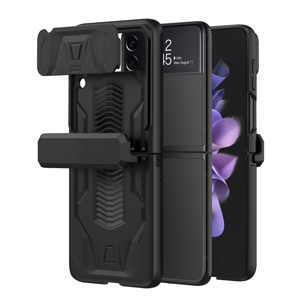 Magnetic Hinge Hard Armor Shockproof Case For Samsung Galaxy Z Flip 4 5G With Slide Lens Cover