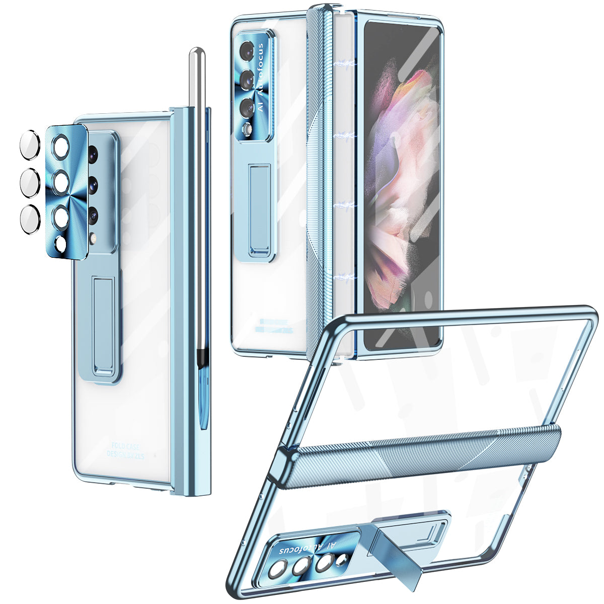 Magnetic Hinge Case For Samsung Galaxy Z Fold4 5G With Camera Protector and Stylus Double Hinges