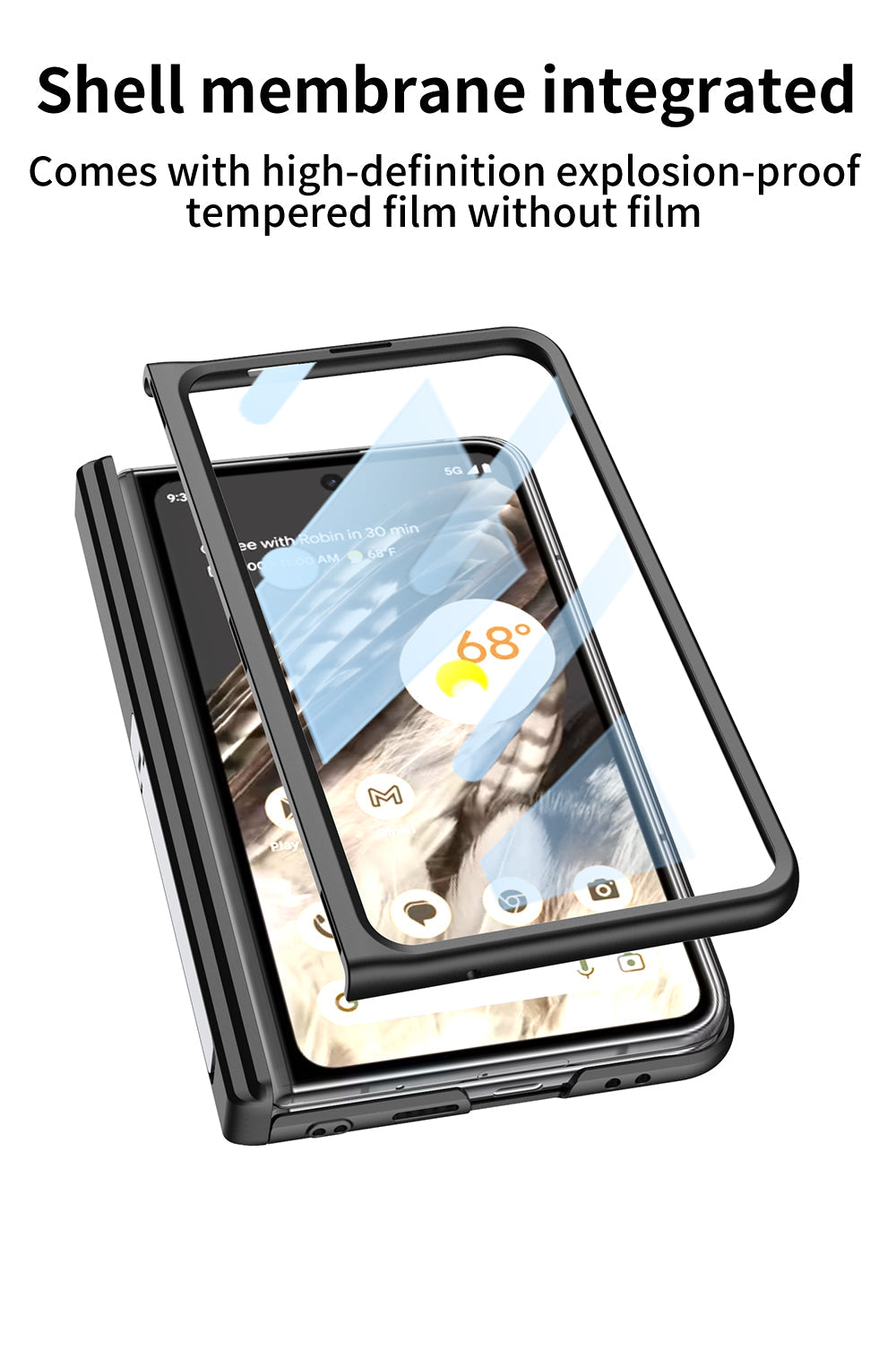 Magnetic Folding Hinge all-inclusive Leather Case With Tempered Film For Google Pixel Fold With Damped folding bracket