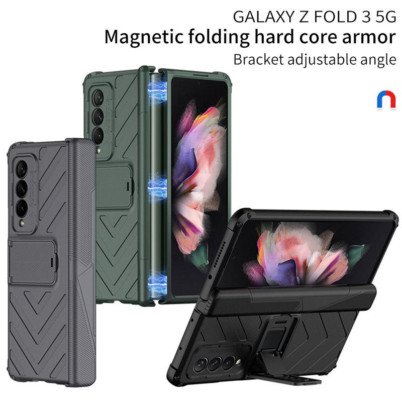 Magnetic Armor All-included Protective Cover With Hinge Holder For Samsung Galaxy Z Fold 3 5G