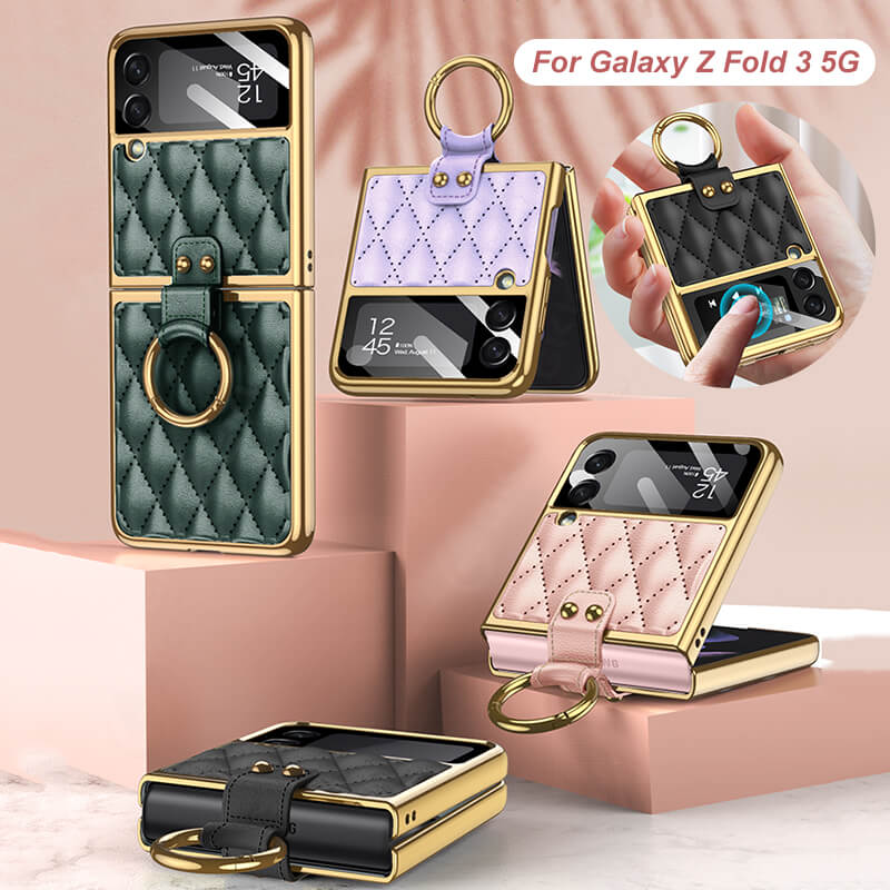 Luxury Leather Electroplating Diamond Protective Cover For Samsung Galaxy Z Flip3 / Flip4 5G
