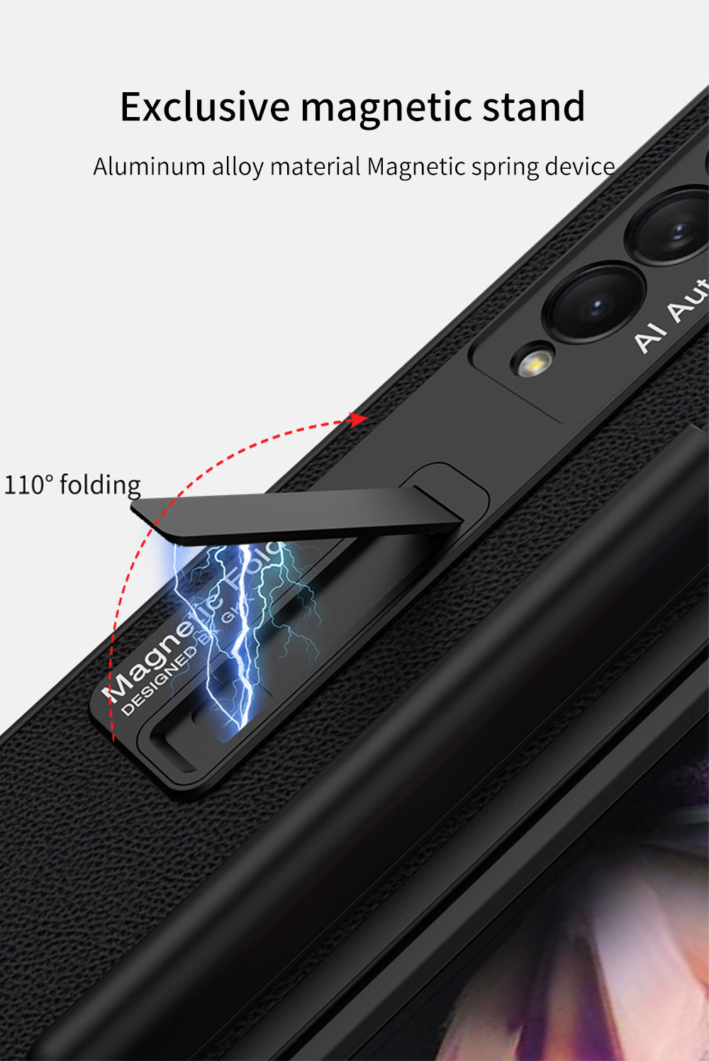 Magnetic Stand Detachable Pen Slot Case For Samsung Galaxy Z Fold3 5G With All-inclusive Screen Glass