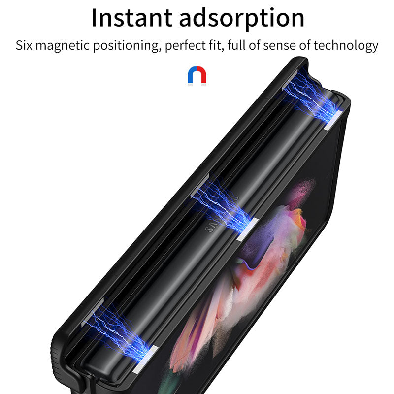 Magnetic Armor All-included Protective Cover With Hinge Holder For Samsung Galaxy Z Fold 3 5G