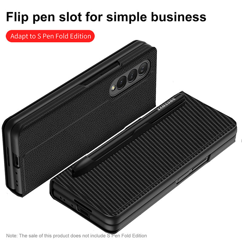 Luxury Leather All-included Cover With S Pen Slot For Galaxy Z Fold3 5G