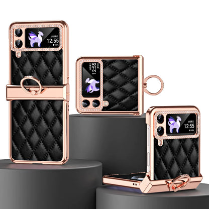 Luxury Samsung Z Flip4 5G Case With Diamond Window and Ring Stand