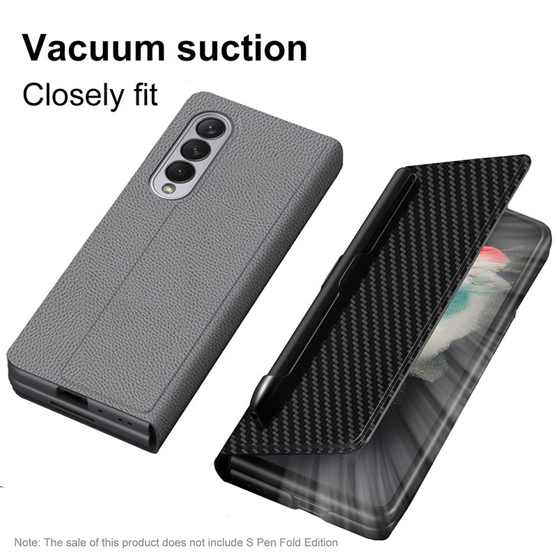 Luxury Leather All-included Cover With S Pen Slot For Galaxy Z Fold3 5G
