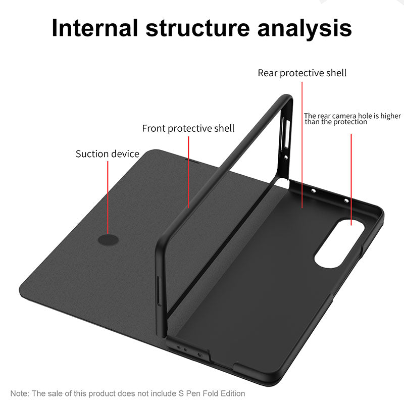 Luxury Leather All-included Cover With S Pen Slot For Galaxy Z Fold3 5G