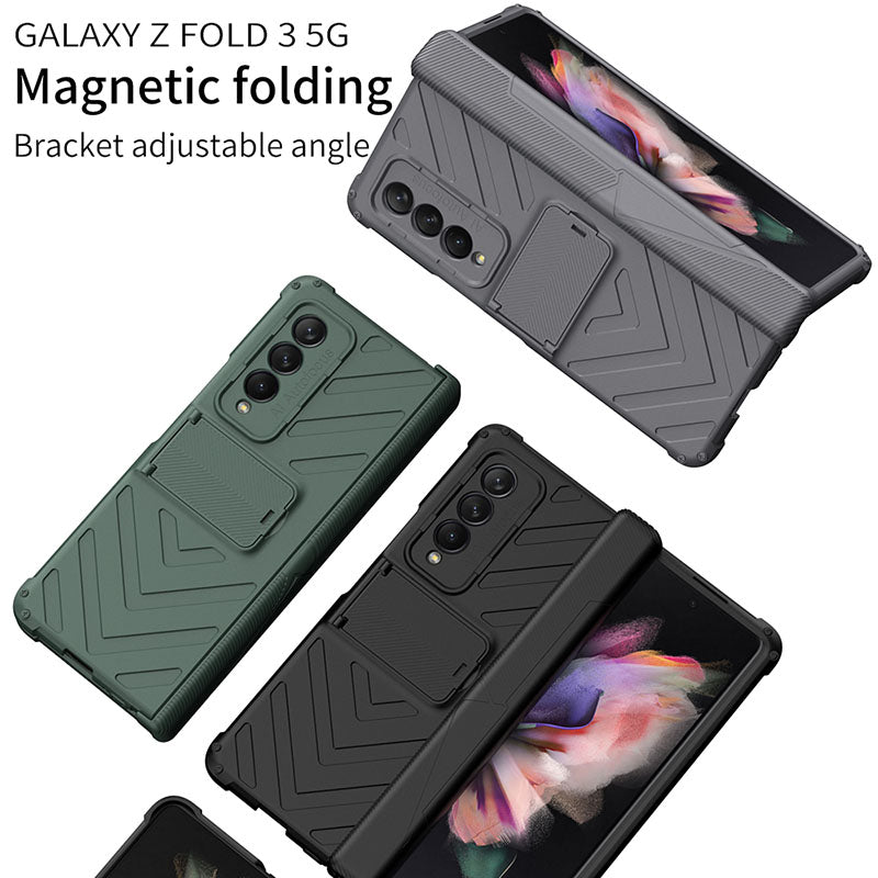 Magnetic Armor All-included Protective Cover With Hinge Holder For Samsung Galaxy Z Fold 3 5G