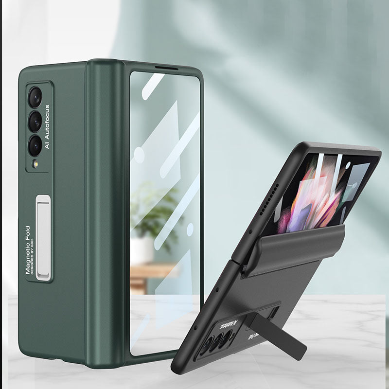Magnetic Hinger Full Protector Heavy Duty Galaxy Z Flip 3 5G Case With Kickstand S Pen Slot and Screen Film