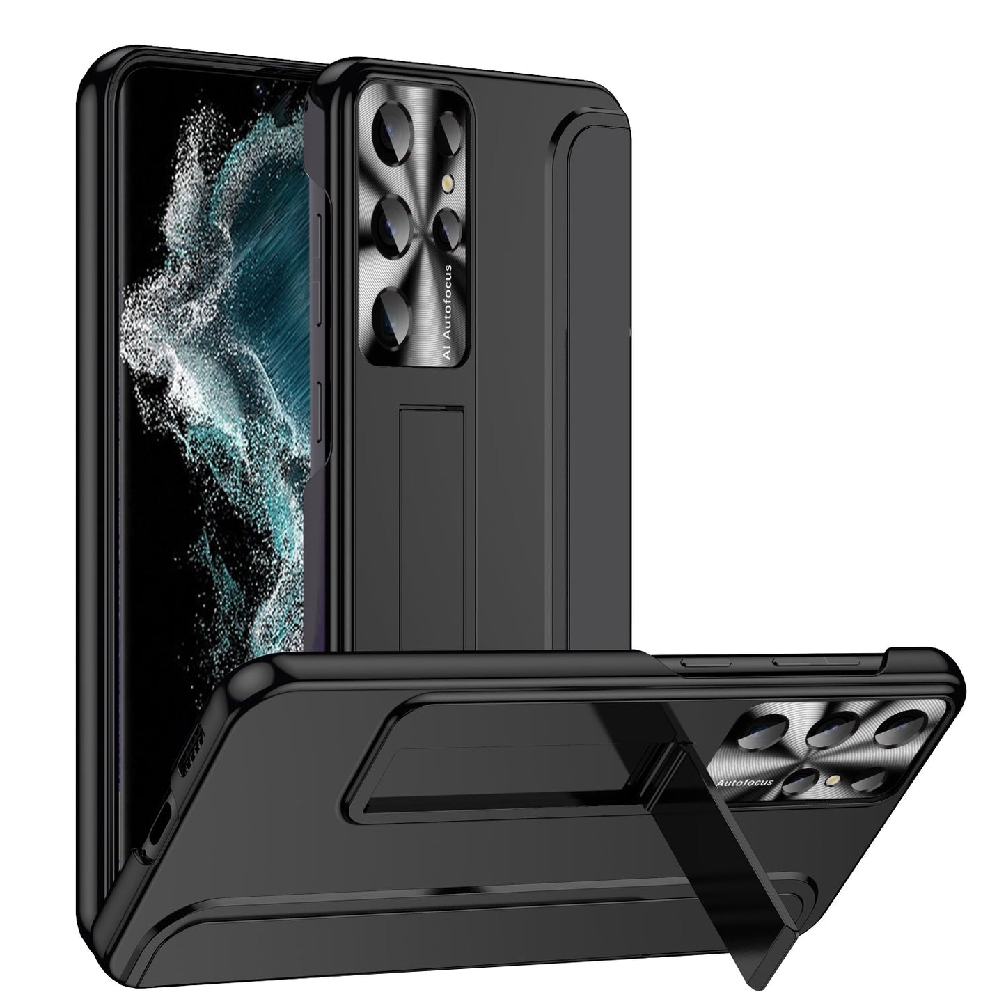 Luxury Plating Bracket Camera Protective Case for Samsung Galaxy S22 Ultra