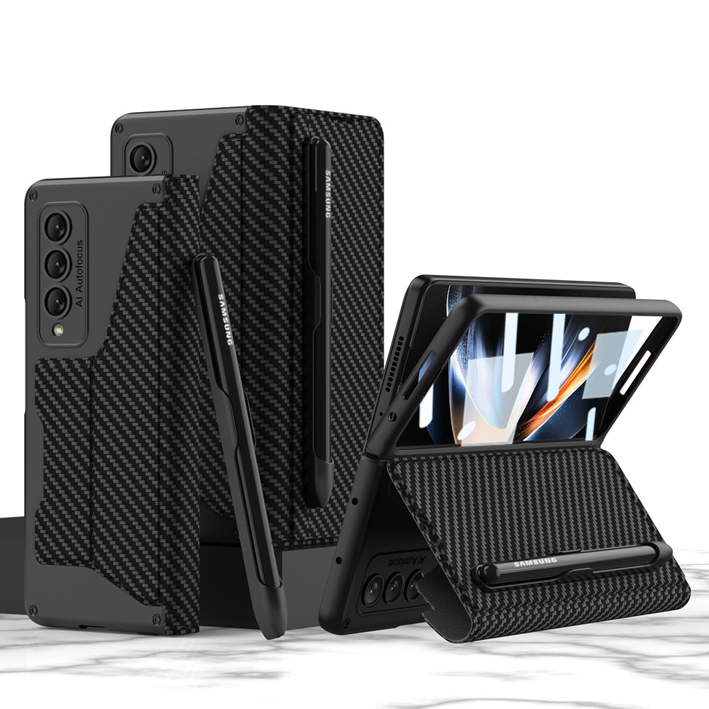 Leather Samsung Galaxy Z Fold4 5G Case Wallet Case With Detachable Velcro Pen Slot