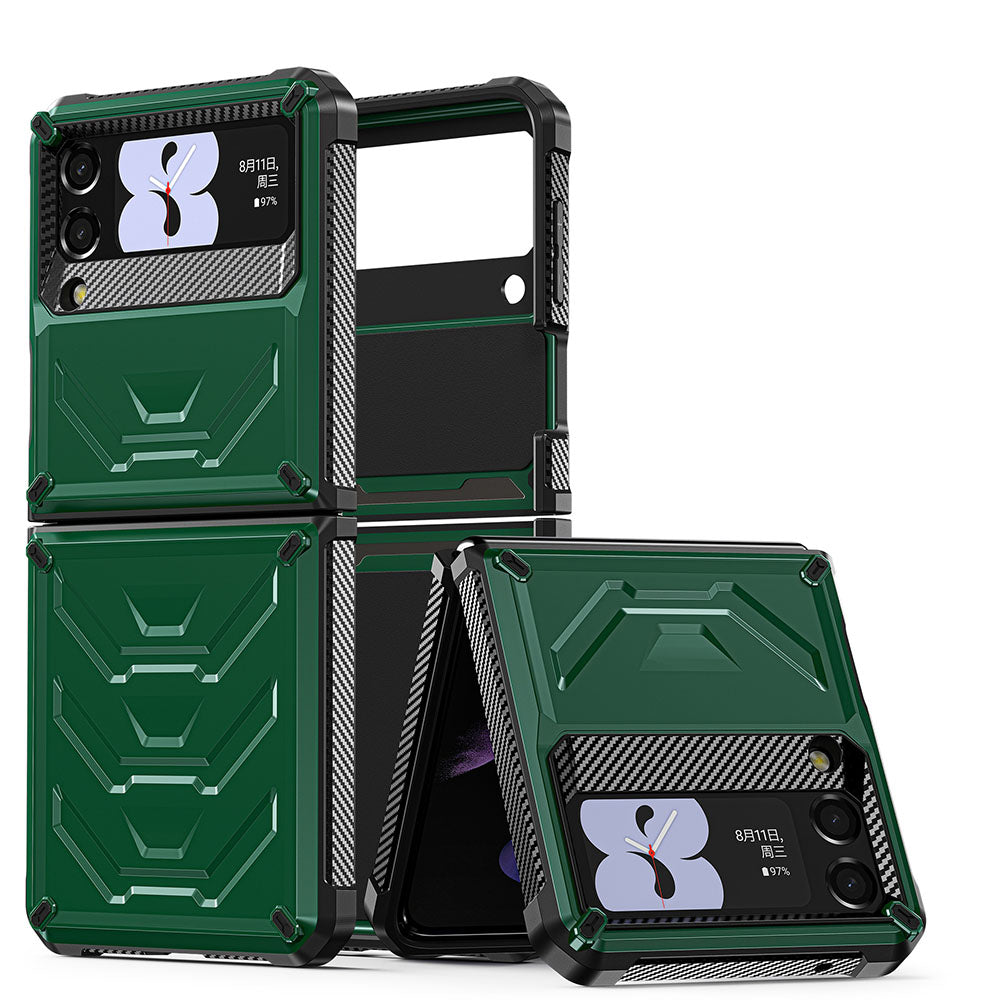 Newest Double-Cover Flip Mecha all-inclusive Rugged Phone Case For Galaxy Z Flip4 Flip3 Samsung Cases
