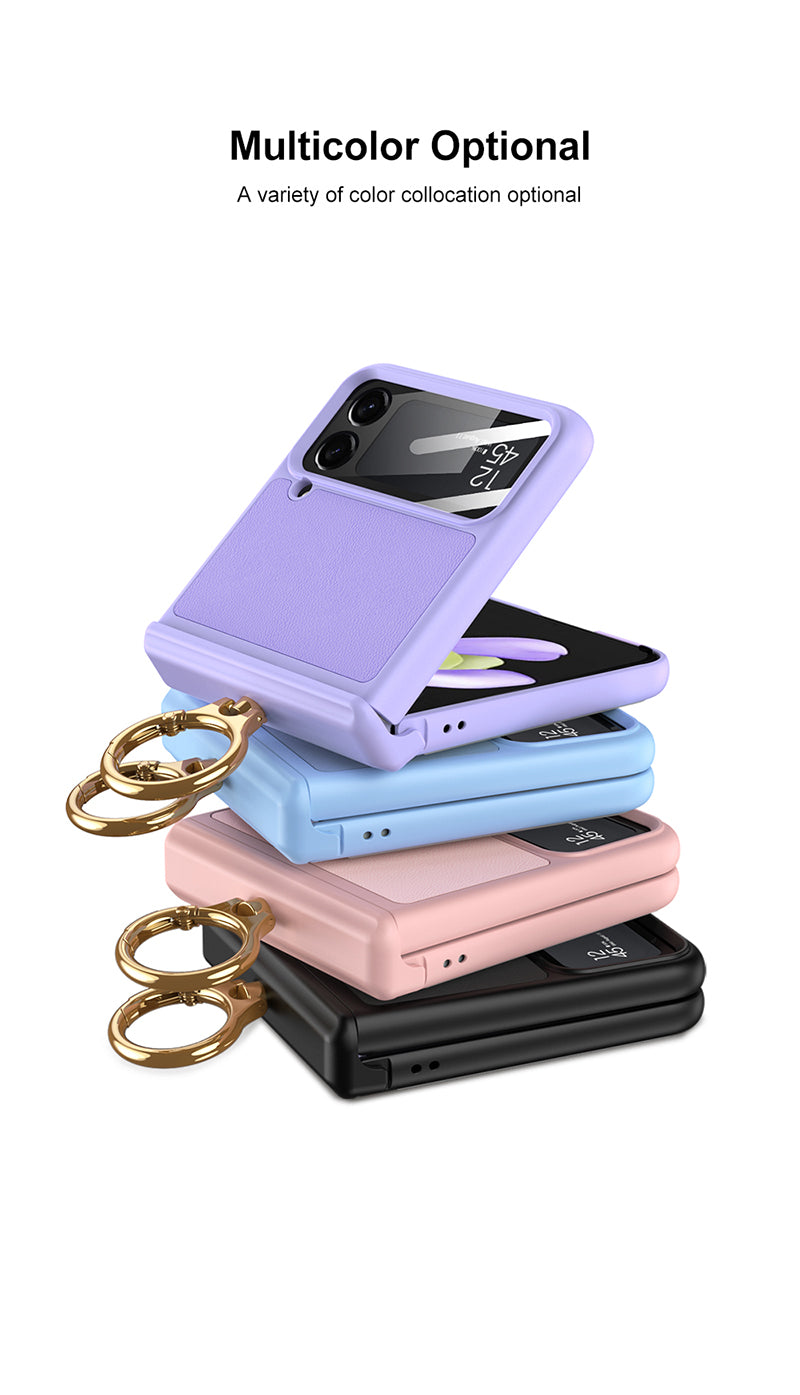 Magnetic Shockproof Case For Galaxy Z Flip4 5G With Verical Braceket and Ring