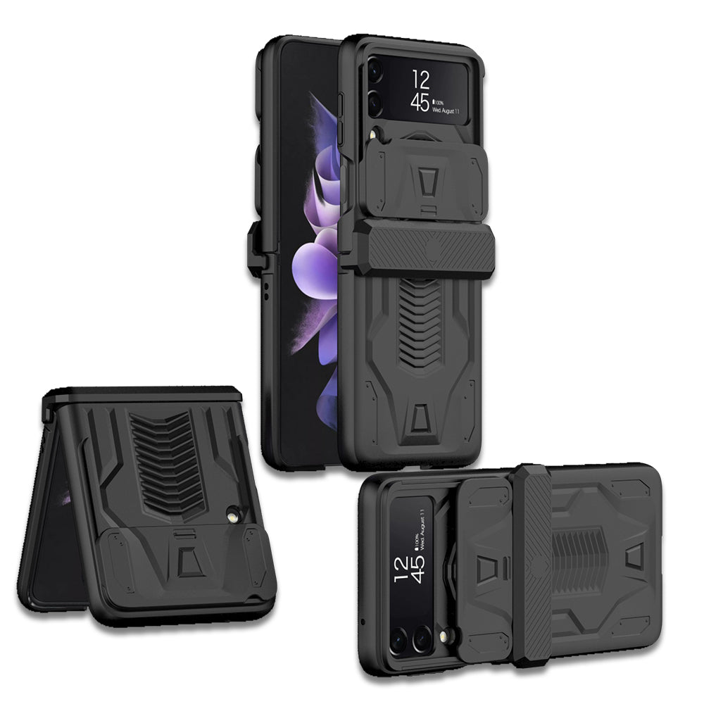 Magnetic Hinge Hard Armor Shockproof Case For Samsung Galaxy Z Flip 4 5G With Slide Lens Cover