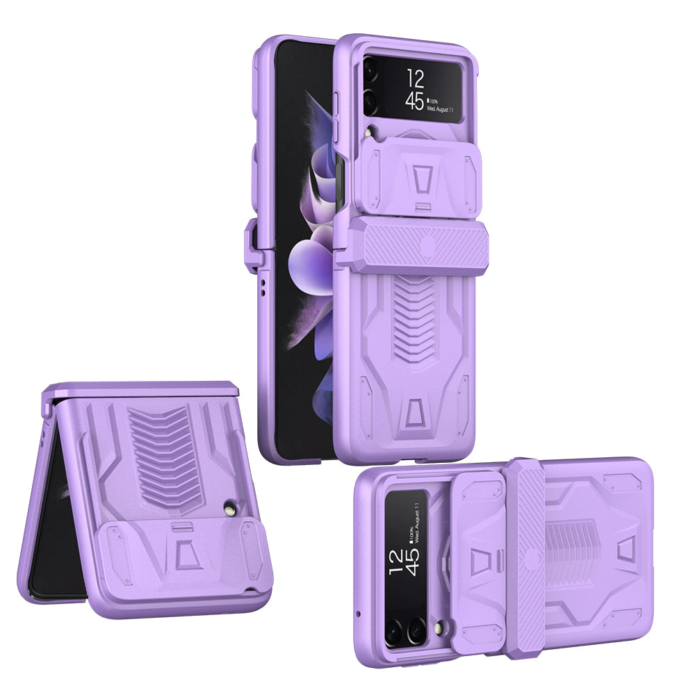 Magnetic Hinge Hard Armor Shockproof Case For Samsung Galaxy Z Flip 4 5G With Slide Lens Cover
