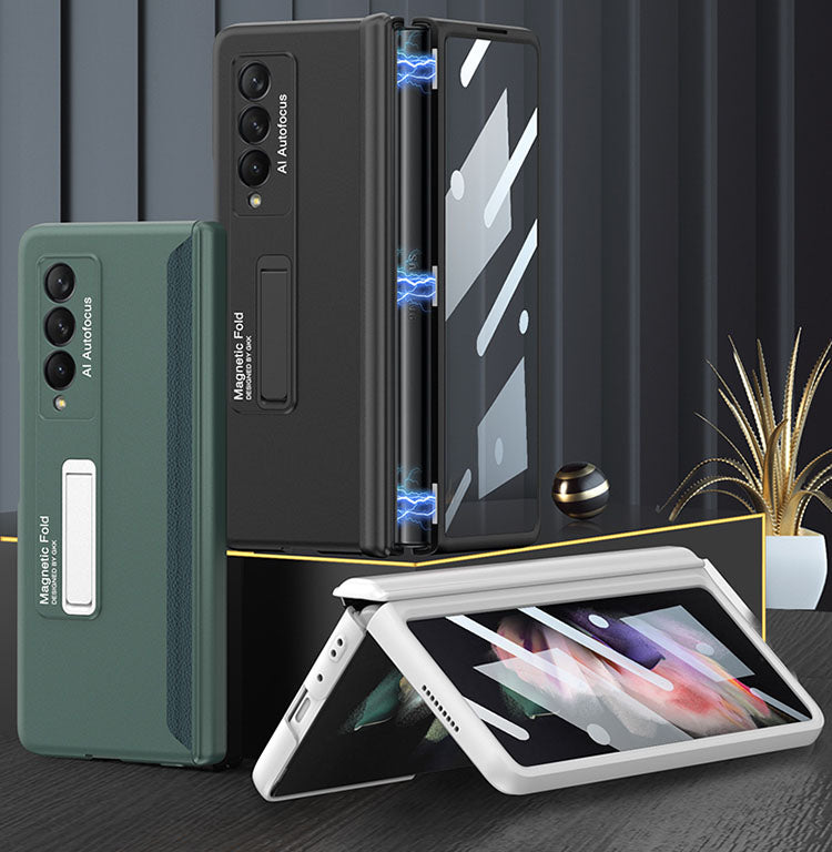 Magnetic Hinger Full Protector Heavy Duty Galaxy Z Flip 3 5G Case With Kickstand S Pen Slot and Screen Film