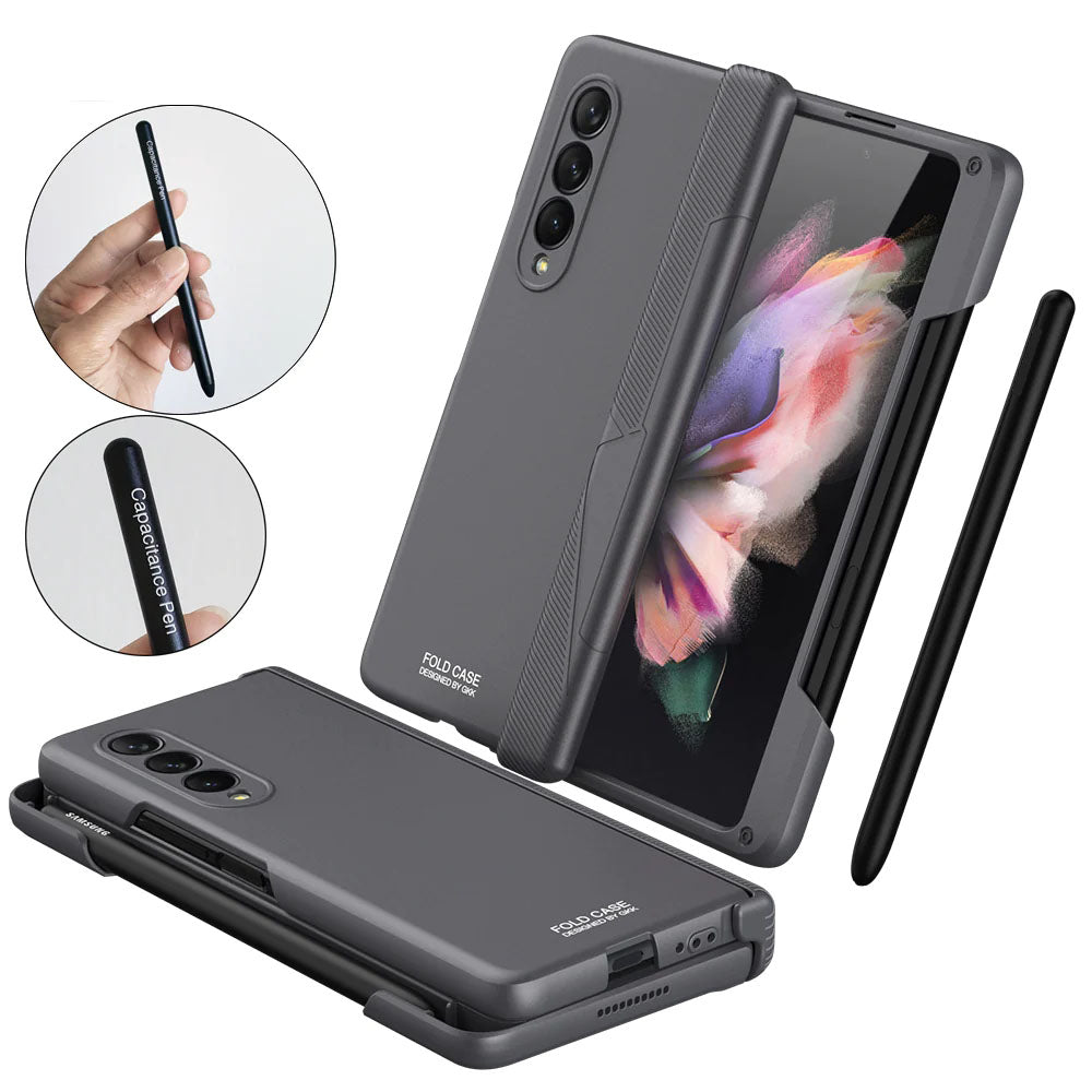 Magnetic Fold Hinge Funda Case For Samsung Galaxy Z Fold 3 5G with Pen Holder S Pen Slot