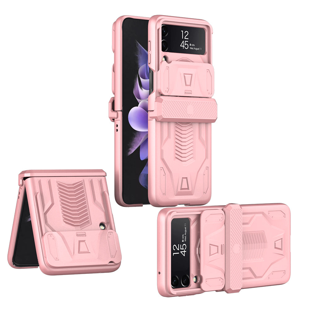 Magnetic Hinge Hard Armor Shockproof Case For Samsung Galaxy Z Flip 4 5G With Slide Lens Cover