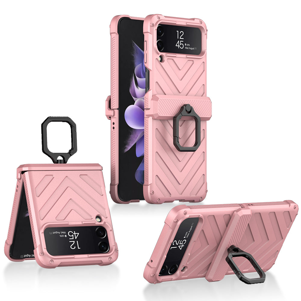Magnetic Hinge Hard Armor Shockproof Case For Samsung Galaxy Z Flip 4 5G With Slide Lens Cover