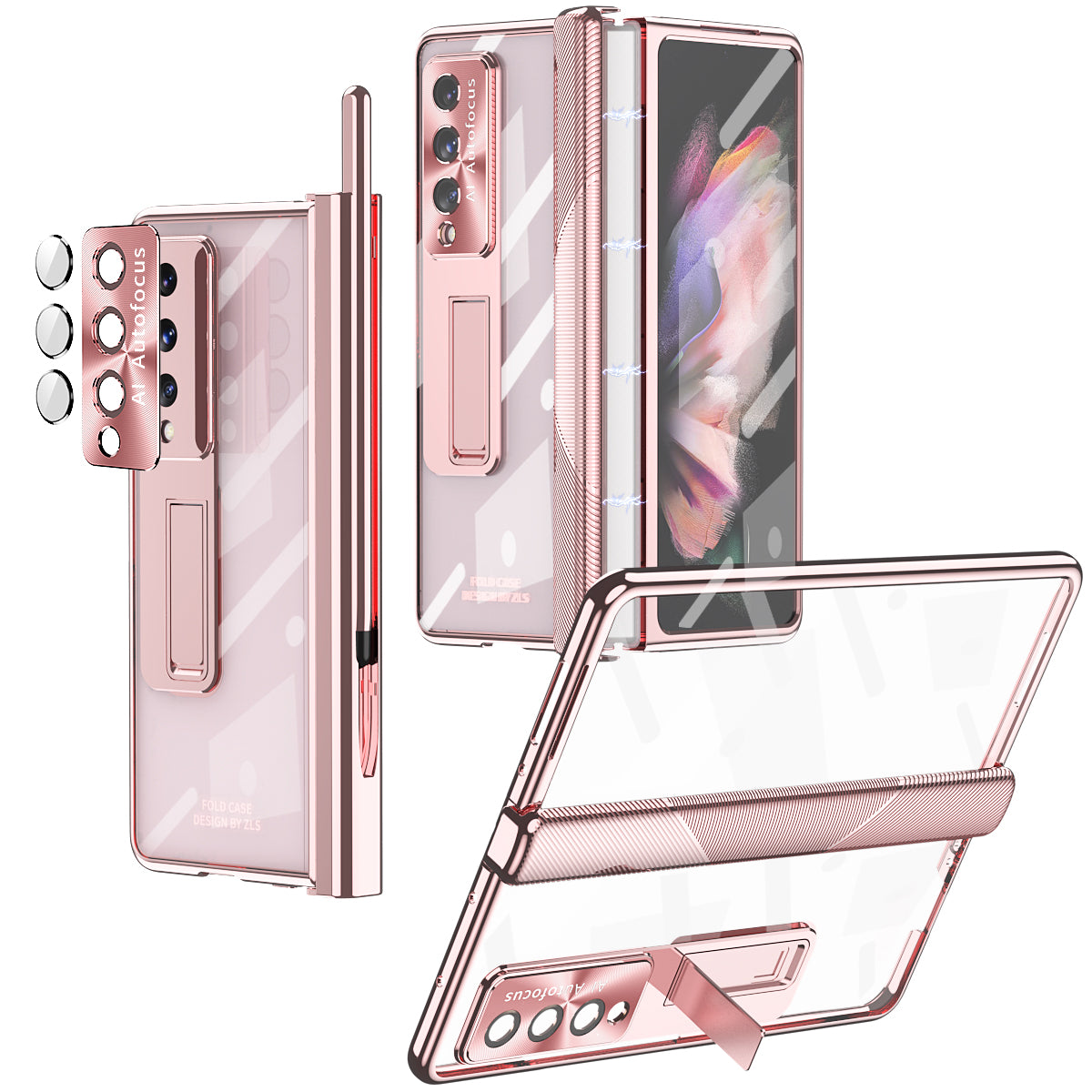 Magnetic Hinge Case For Samsung Galaxy Z Fold4 5G With Camera Protector and Stylus Double Hinges