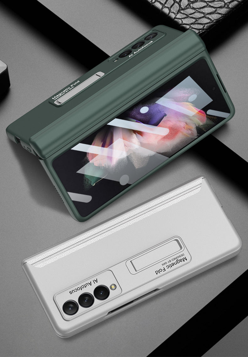 Magnetic Hinger Full Protector Heavy Duty Galaxy Z Flip 3 5G Case With Kickstand S Pen Slot and Screen Film