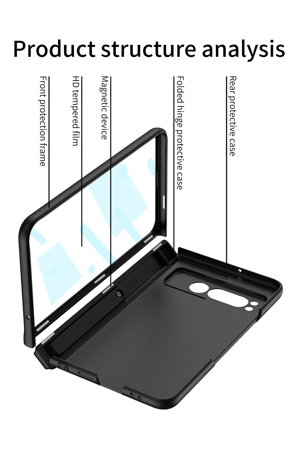 Magnetic All-inclusive Case With Tempered Film For Google Pixel Fold With Damped Folding Bracket