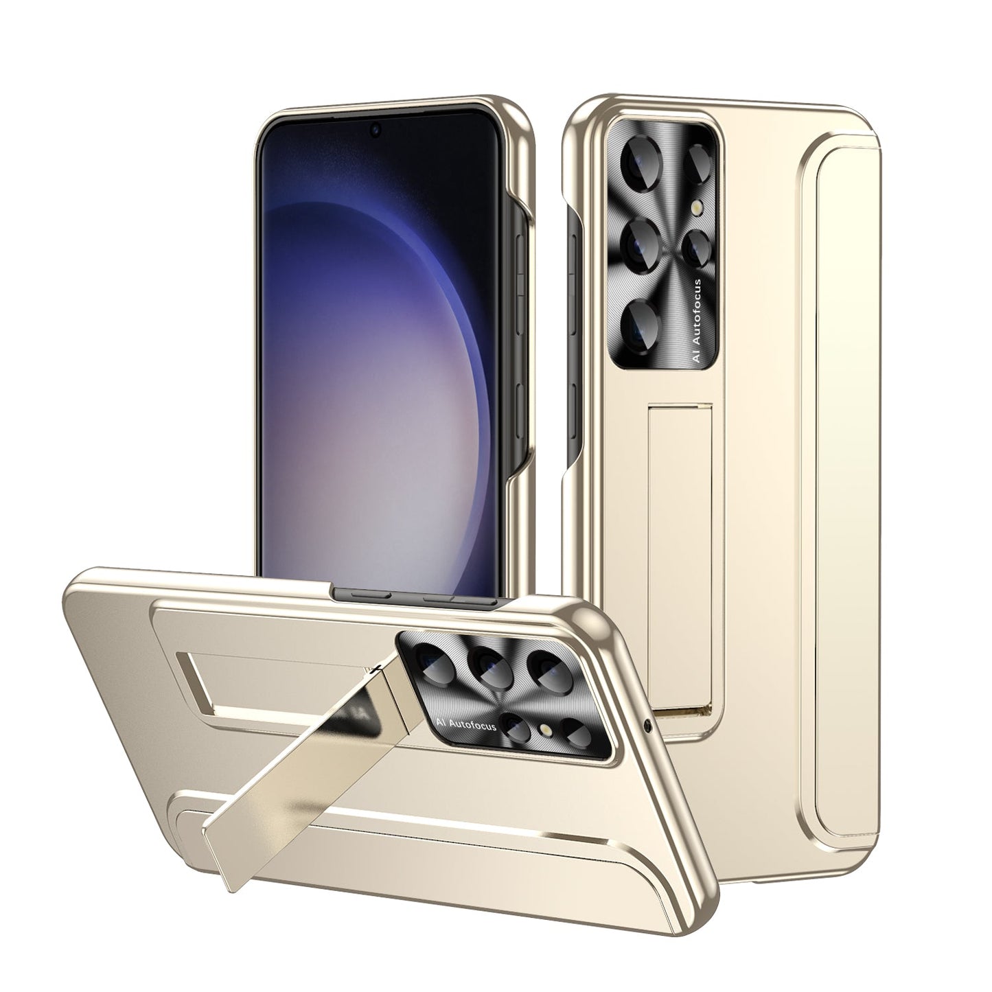 Luxury Plating Bracket Camera Protective Case for Samsung Galaxy S23 Ultra