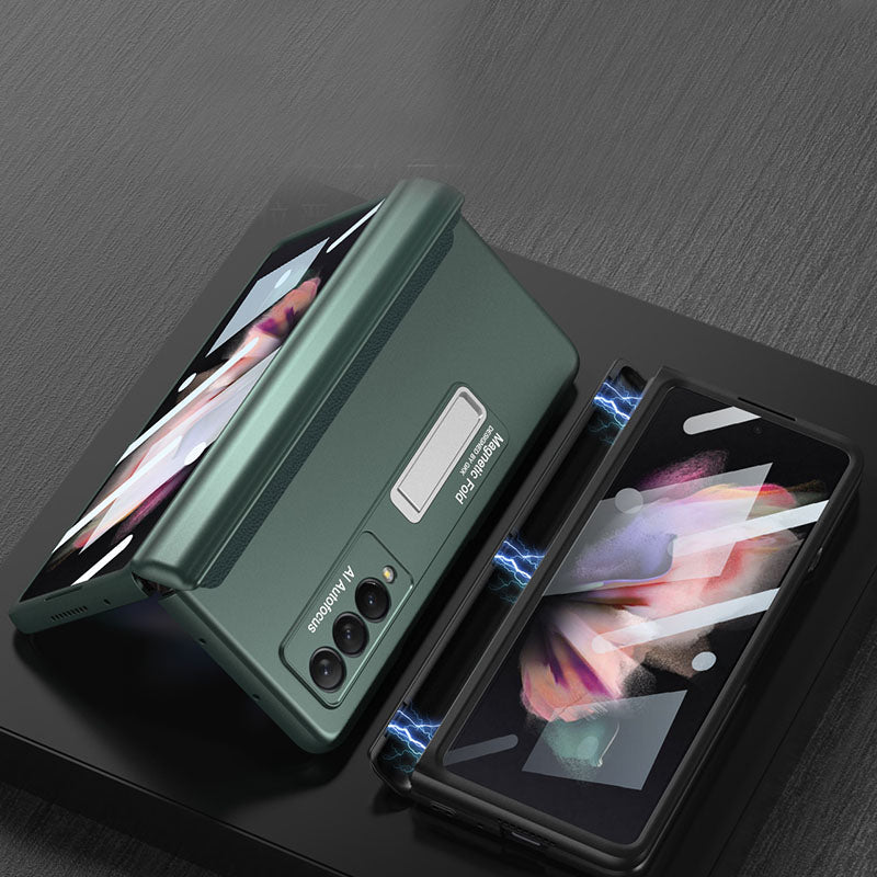 Magnetic Hinger Full Protector Heavy Duty Galaxy Z Flip 3 5G Case With Kickstand S Pen Slot and Screen Film