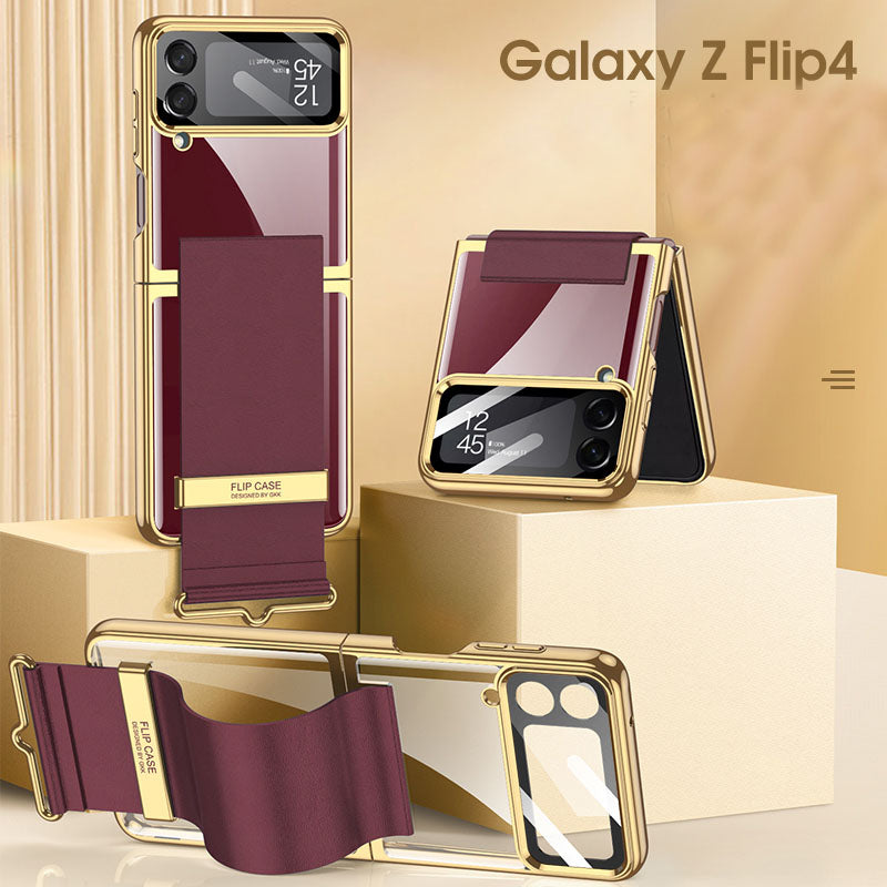 Electroplated Transparent Samsung Galaxy Z Flip4 Hard Cover with Strap