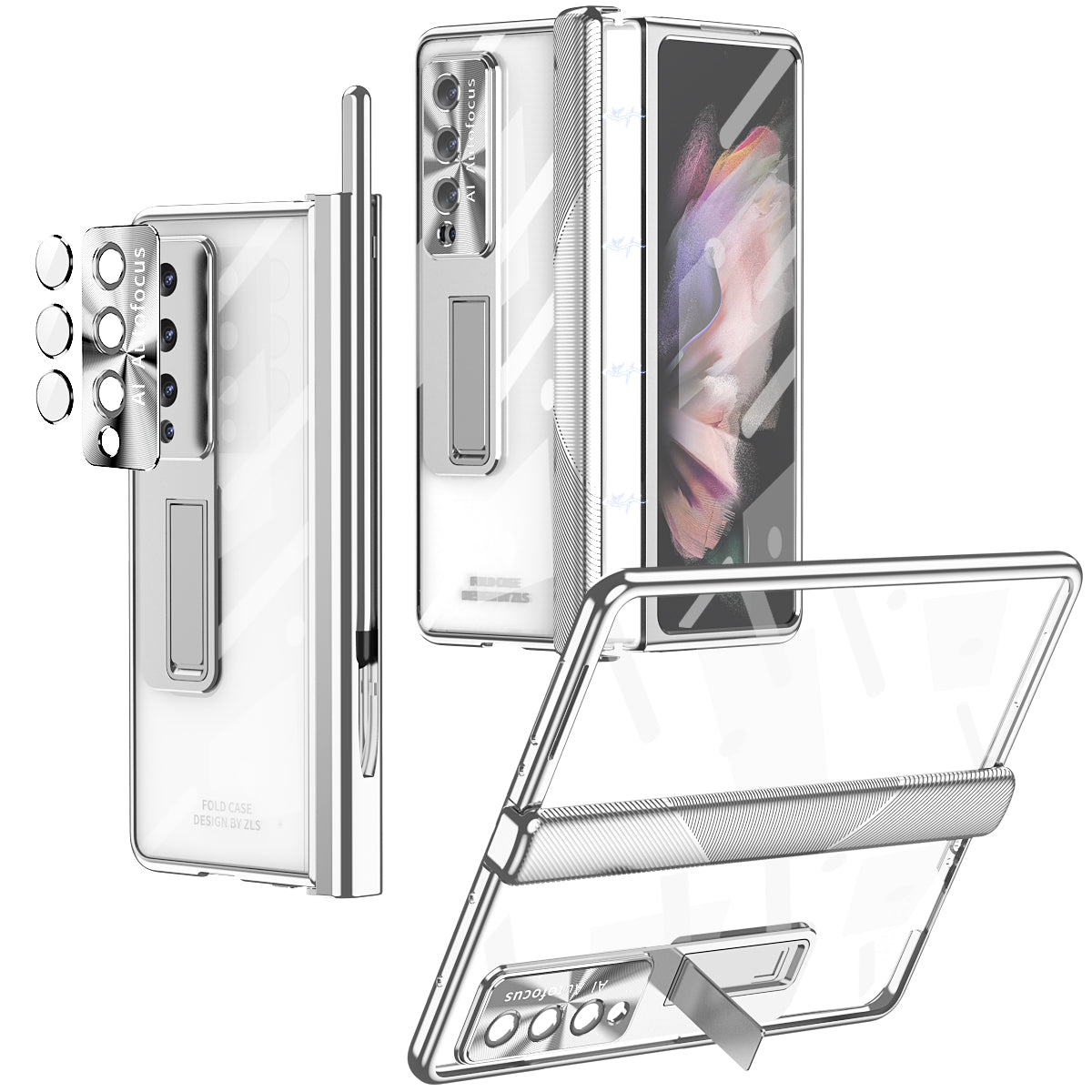 Magnetic Hinge Case For Samsung Galaxy Z Fold4 5G With Camera Protector and Stylus Double Hinges