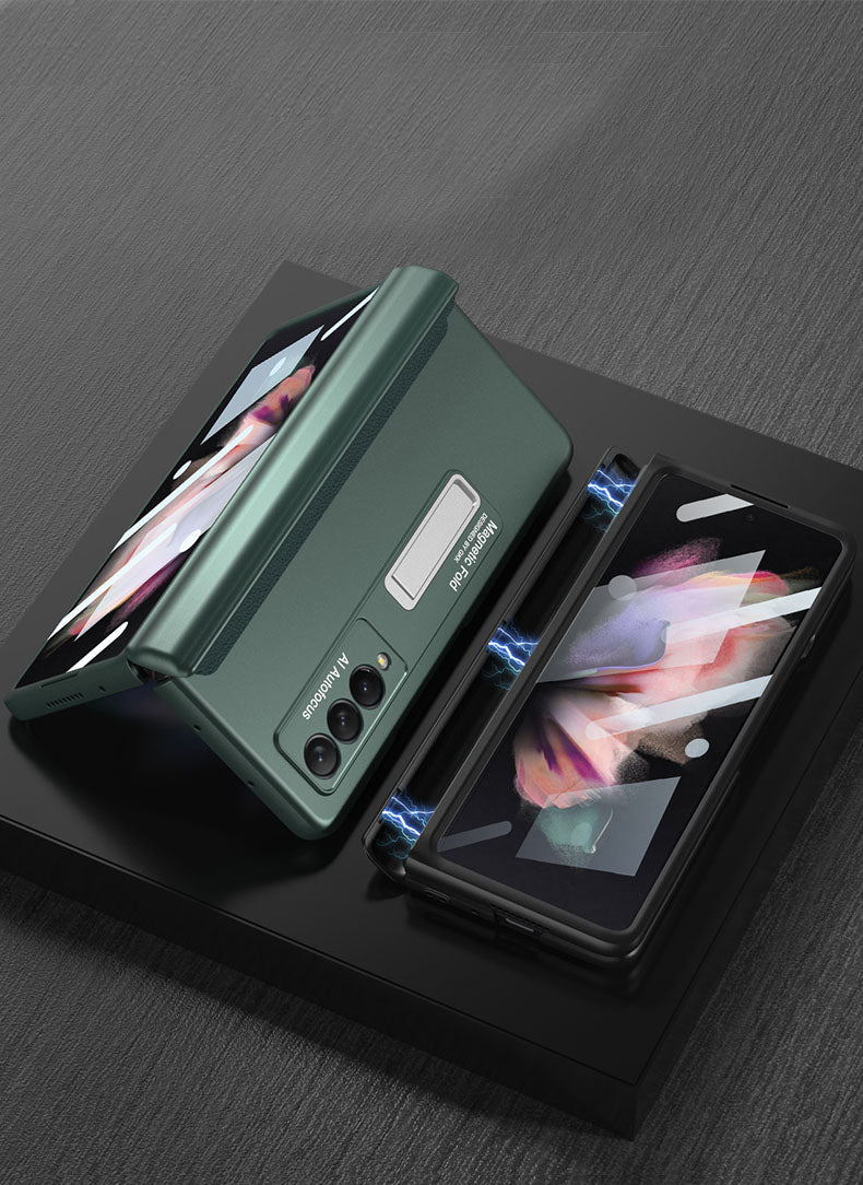 Magnetic Hinger Full Protector Heavy Duty Galaxy Z Flip 3 5G Case With Kickstand S Pen Slot and Screen Film