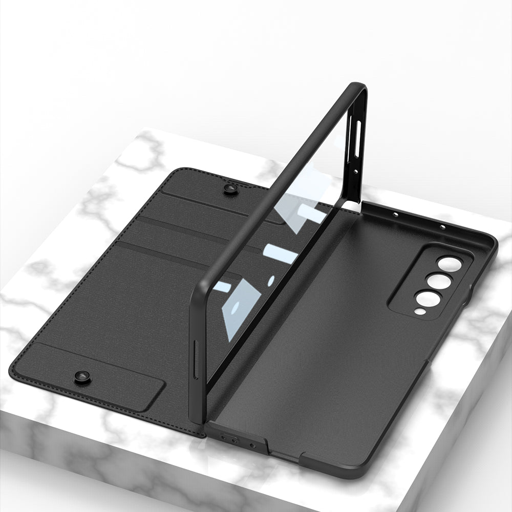 Leather Samsung Galaxy Z Fold4 5G Case Wallet Case With Detachable Velcro Pen Slot