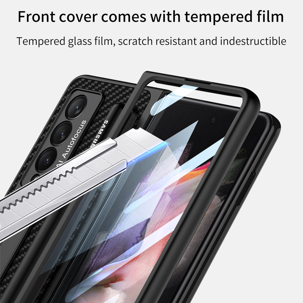Magnetic Stand Detachable Pen Slot Case For Samsung Galaxy Z Fold3 5G With All-inclusive Screen Glass