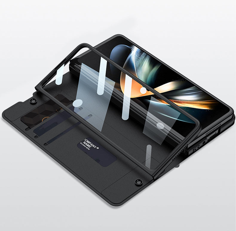 Foldable Leather Galaxy Z Fold4 5G Cardholder Case with Film Protector and S Pen Slot