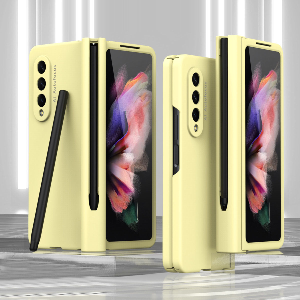 Samsung Galaxy Z Fold4 Hinge Case with Pen Slot Holder Hinge Case with Front Screen Glass Film