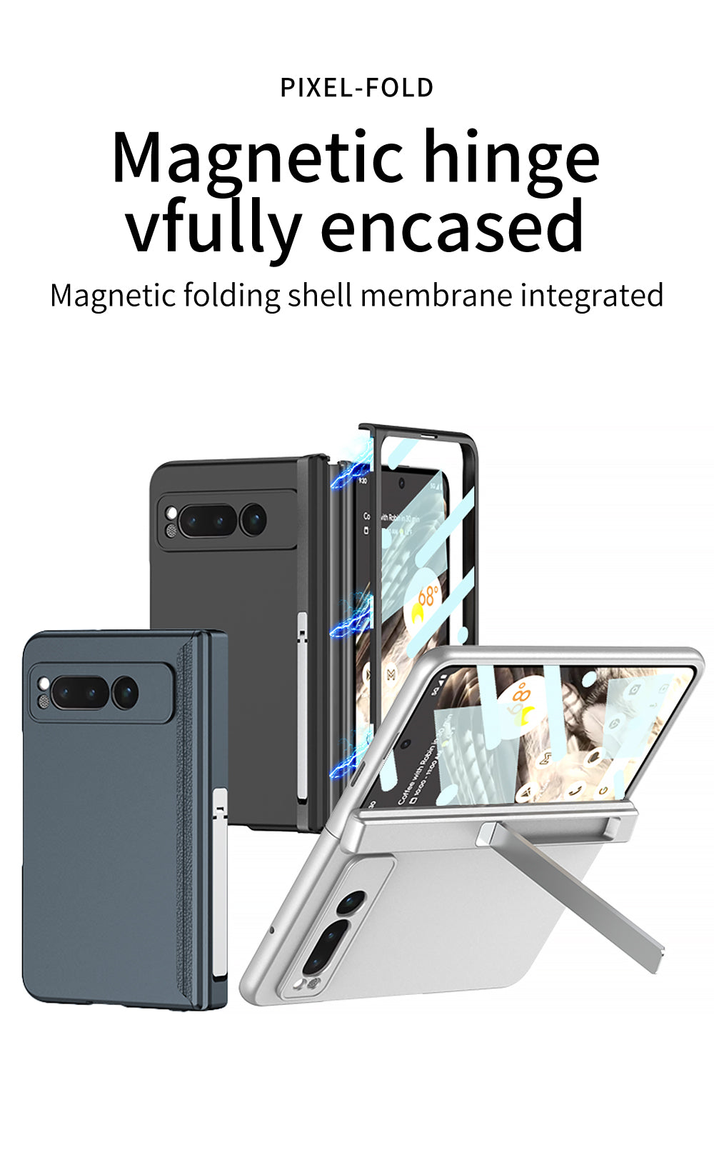 Magnetic All-inclusive Case With Tempered Film For Google Pixel Fold With Damped Folding Bracket