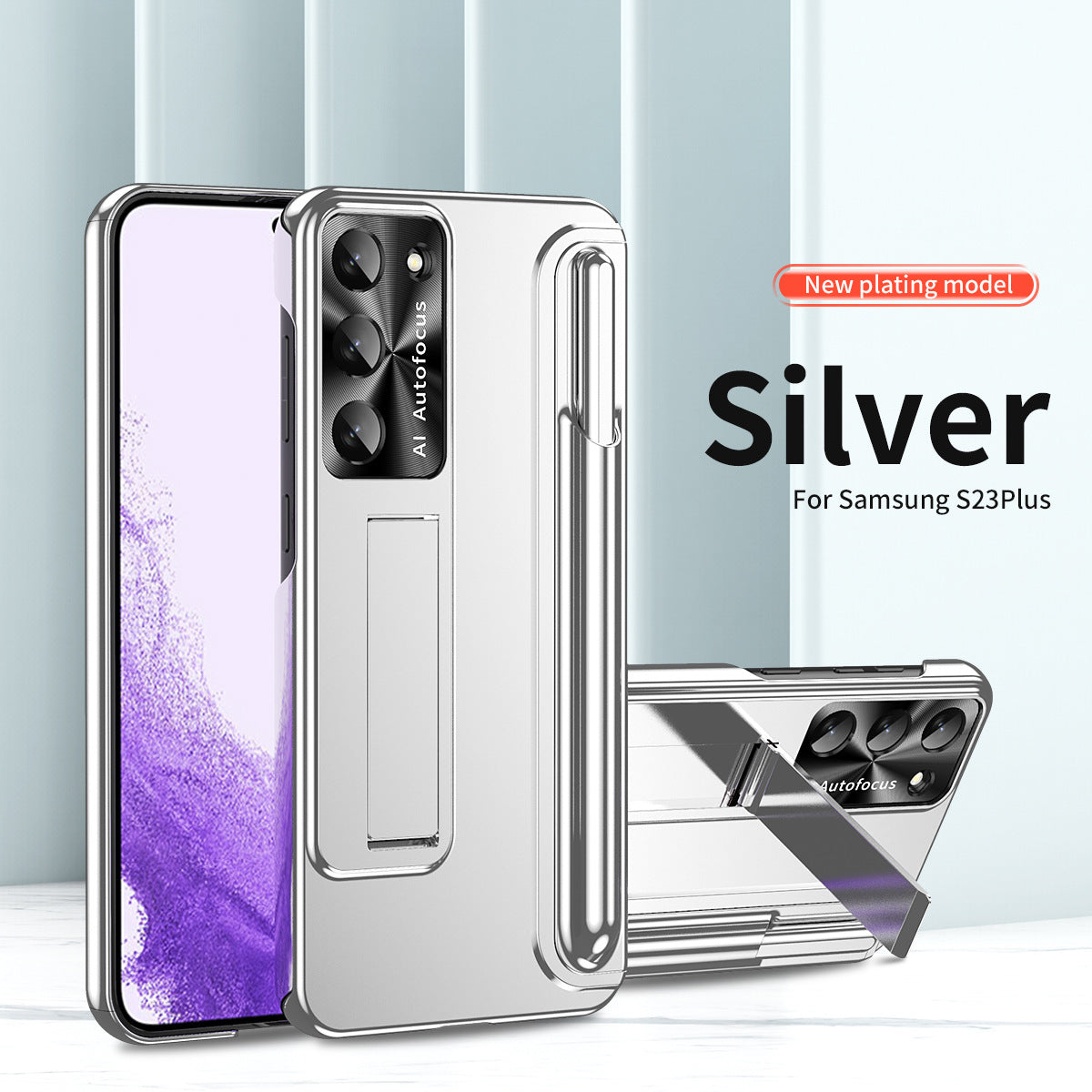 Electroplated Samsung Galaxy S23 S23 Plus Case With Kickstand & Free Stylus