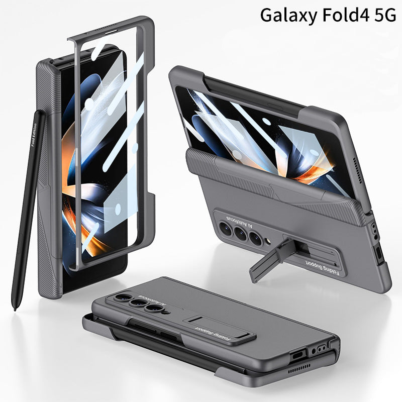 Side Pen Slot Hinge Flip Cover for Samsung Galaxy Z Fold4 5G Case with Screen Protector