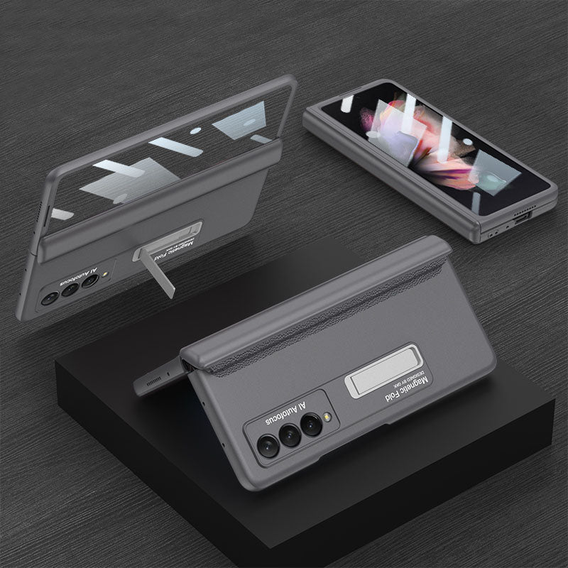 Magnetic Hinger Full Protector Heavy Duty Galaxy Z Flip 3 5G Case With Kickstand S Pen Slot and Screen Film