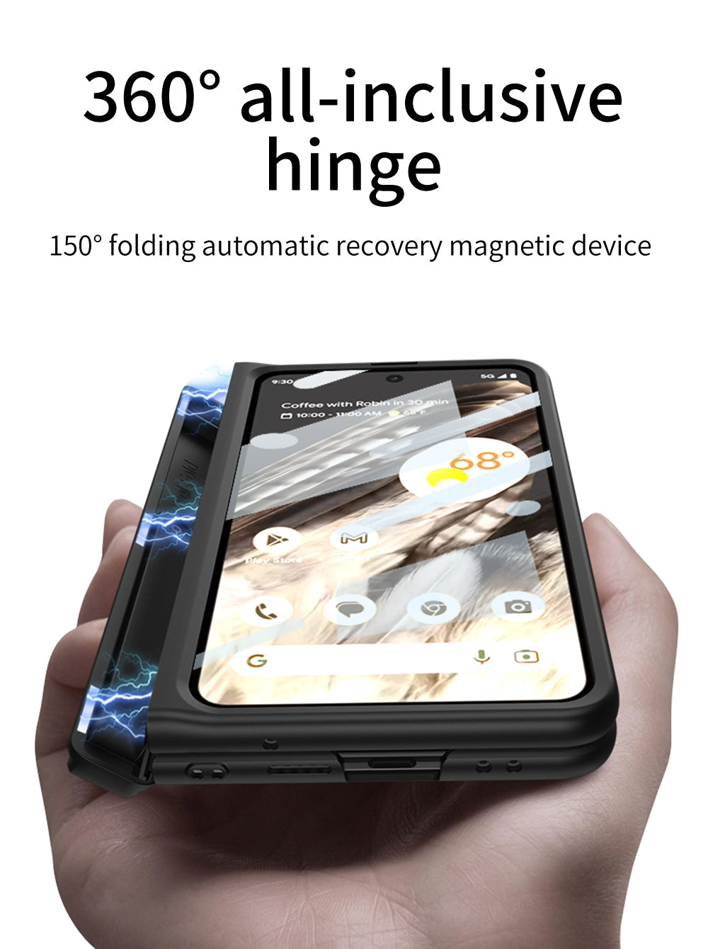 Magnetic All-inclusive Case With Tempered Film For Google Pixel Fold With Damped Folding Bracket
