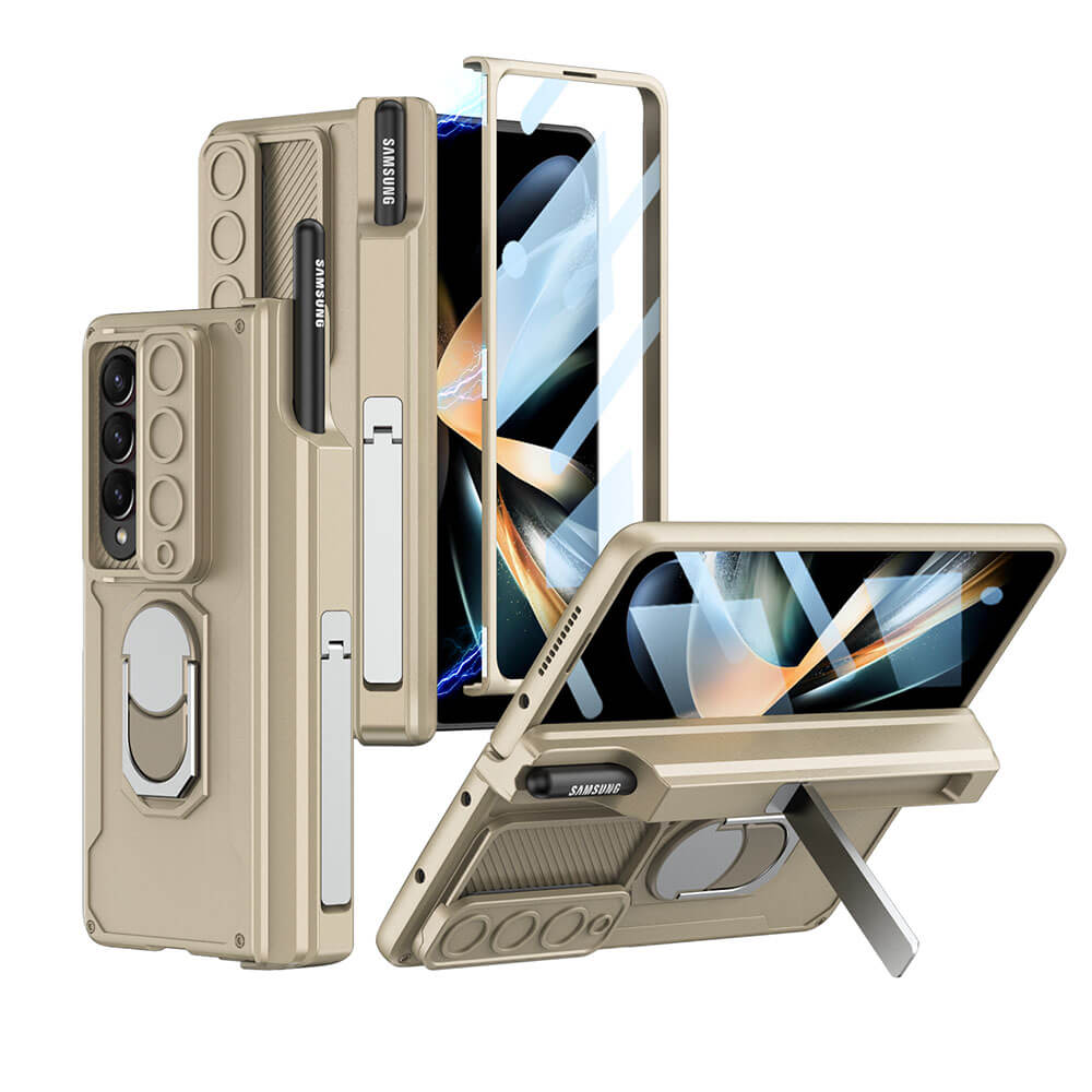 Full Protection Samsung Galaxy Z Fold4 5G Case with S pen Slot Camera Lens Protector and Stand