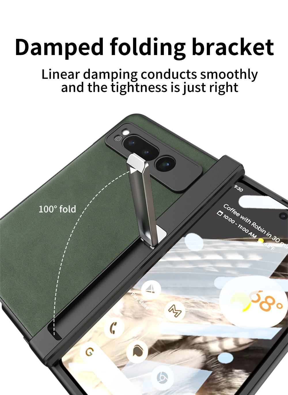 Magnetic Folding Hinge all-inclusive Leather Case With Tempered Film For Google Pixel Fold With Damped folding bracket