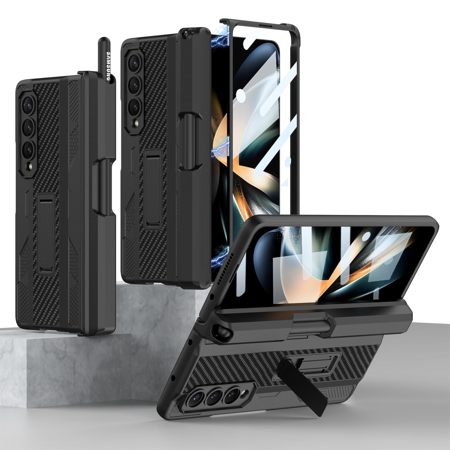Magnetic Heavy Duty Samsung Galaxy Z Fold4 5G Case with Kickstand and S Pen Slot