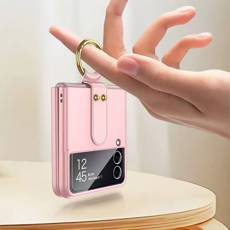 Original Back Screen Glass Matte Hard Cover With Finger-Ring For Samsung Z Flip3 5G - GiftJupiter