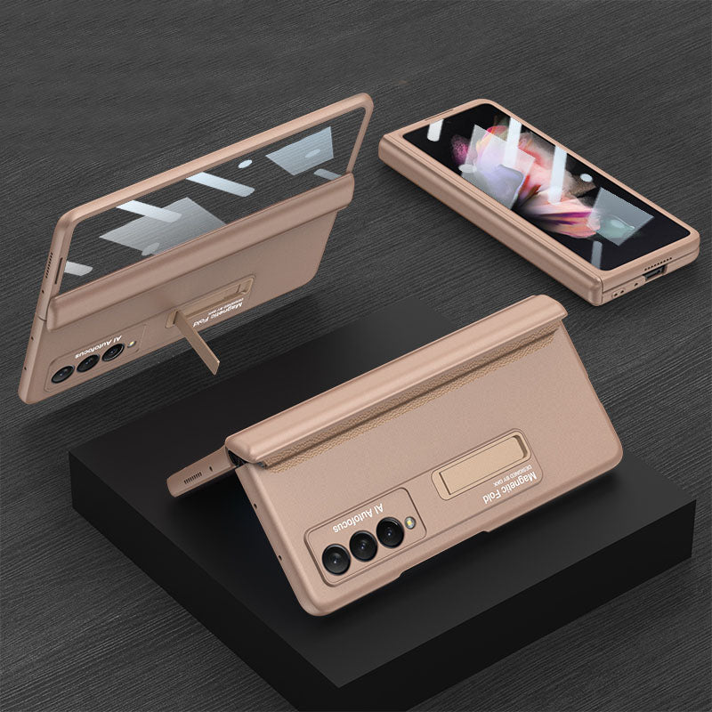 Magnetic Hinger Full Protector Heavy Duty Galaxy Z Flip 3 5G Case With Kickstand S Pen Slot and Screen Film